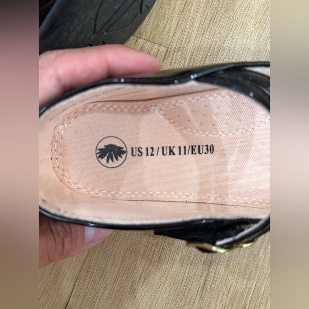 Black Kids Shoes with Gold Buckles - Picture 5 of 5